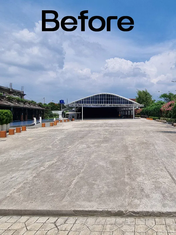 before pemasangan rumput sintetis