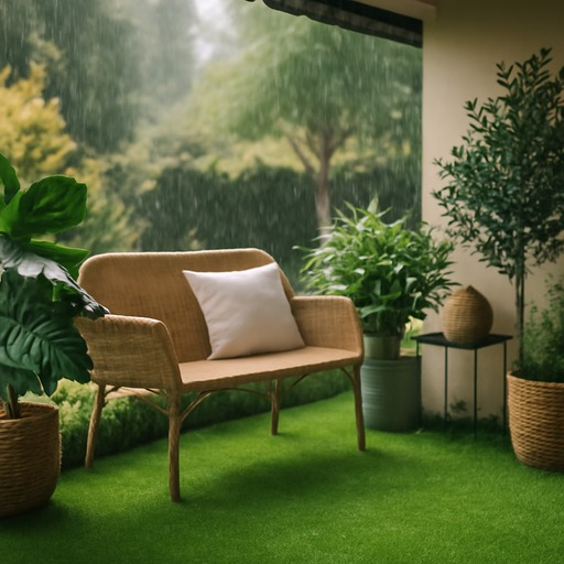 Ide Dekorasi Musim Hujan 2025 dengan Tanaman Sintetis dan Rumput Sintetis